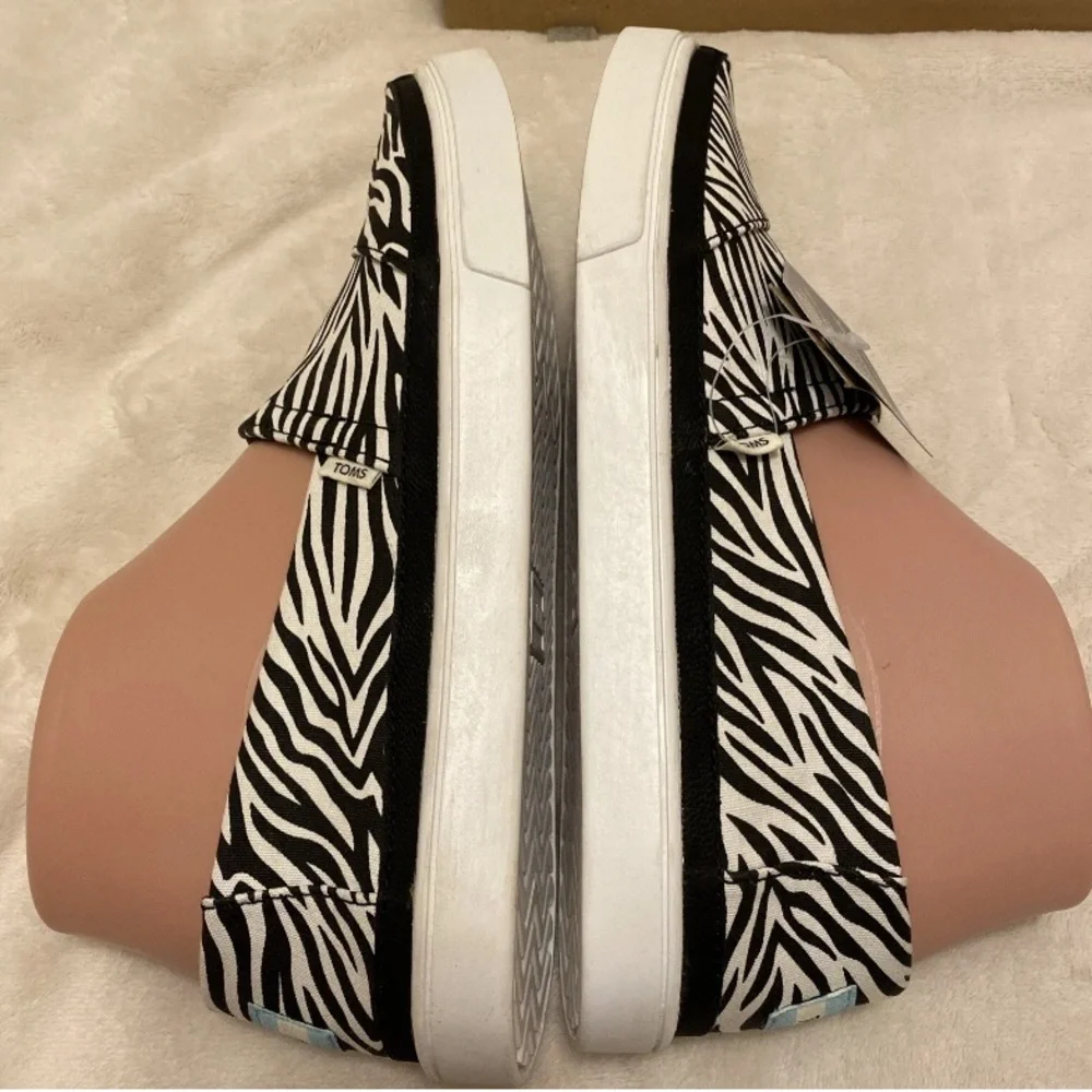 Toms Black and White Zebra Print Sneakers